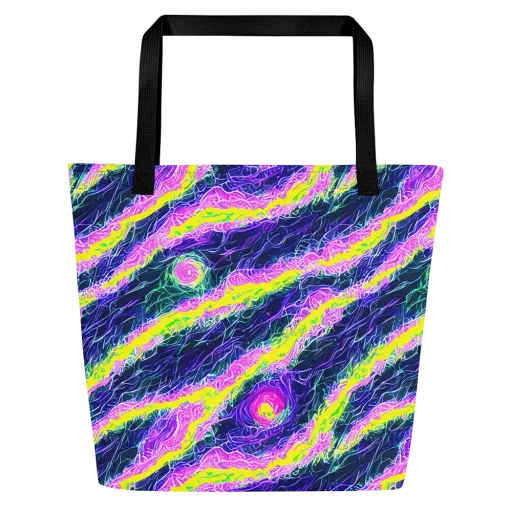 Cyber Blossom on a Large Tote Bag W/ Pocket
