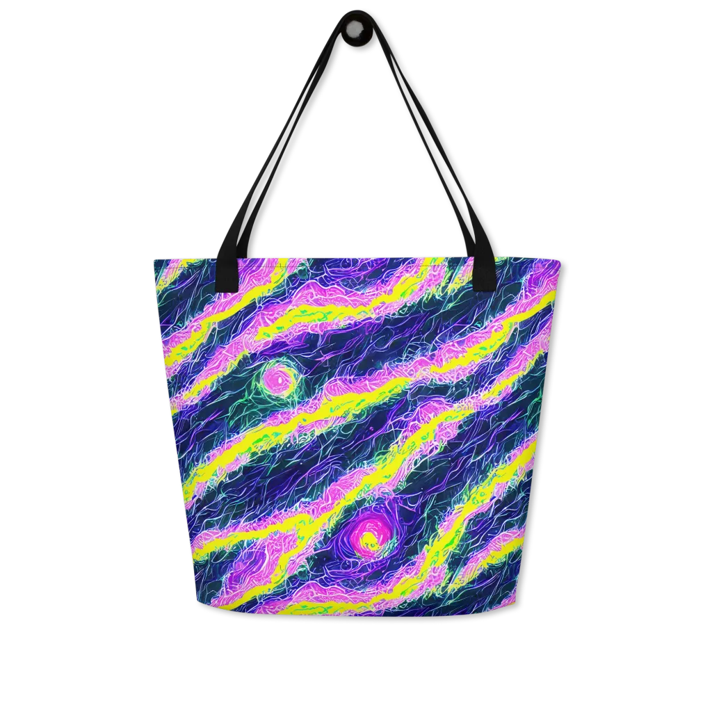 Cyber Blossom on Large Tote Bag W/ Pocket — Front