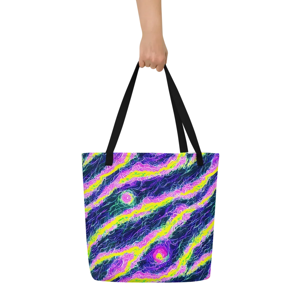 Cyber Blossom on Large Tote Bag W/ Pocket — Front
