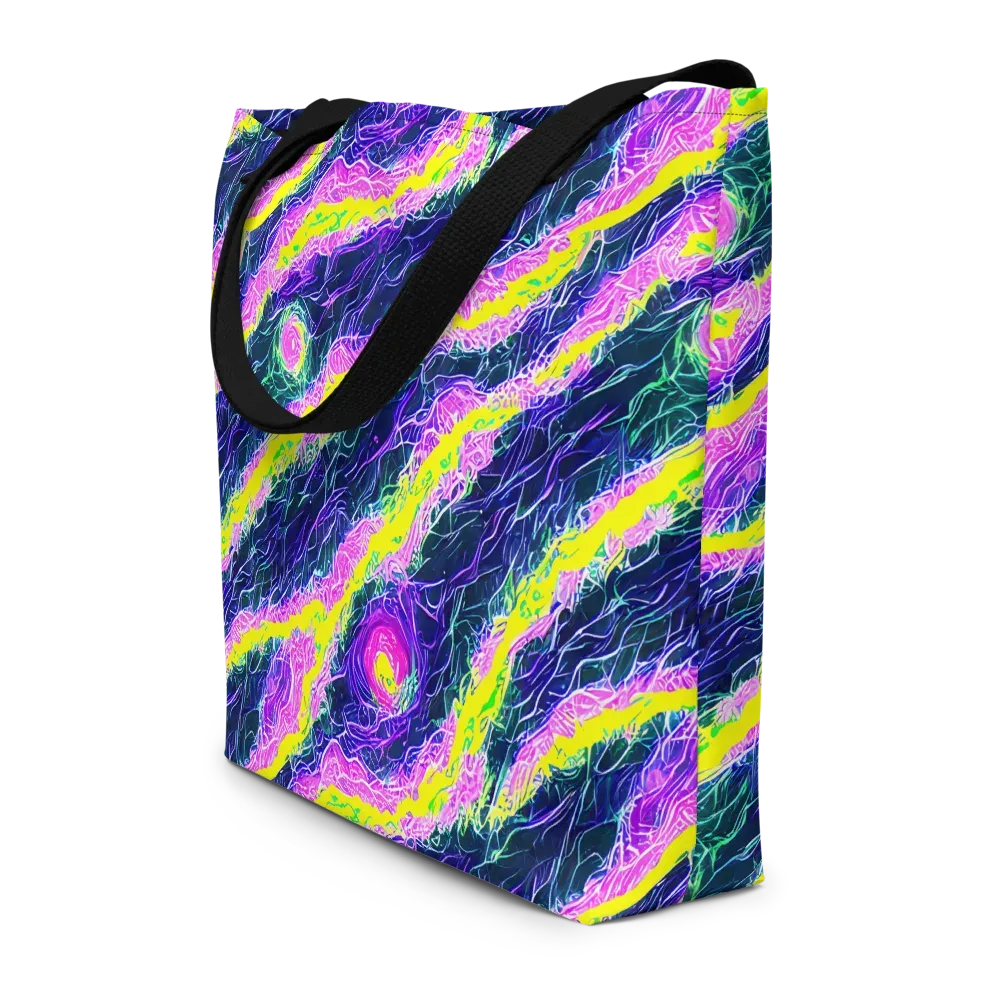 Cyber Blossom on Large Tote Bag W/ Pocket — Front