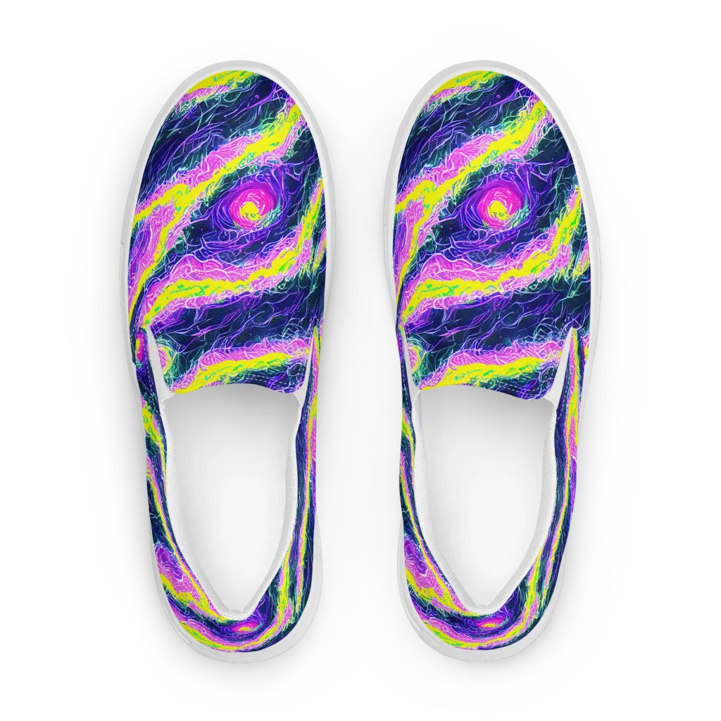 Cyber Blossom on Women's Slip-On Canvas Shoes — Front