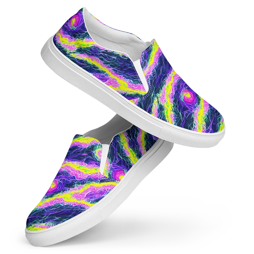 Cyber Blossom on Women's Slip-On Canvas Shoes — Front