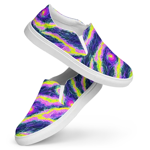 Cyber Blossom on a Women's Slip-On Canvas Shoes