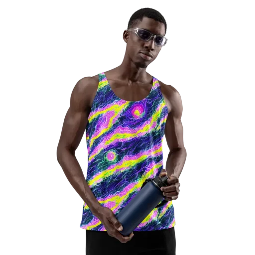 Cyber Blossom on a Men's Tank Top