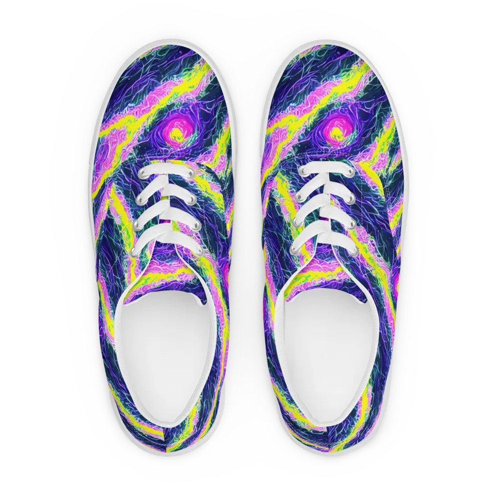 Cyber Blossom on Men's Lace-Up Canvas Shoes — Front