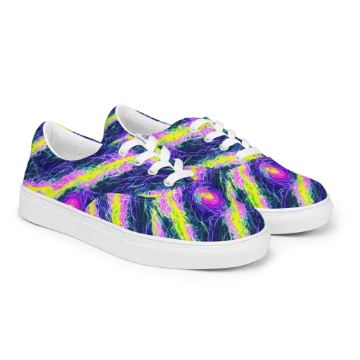 Cyber Blossom on a Men's Lace-Up Canvas Shoes