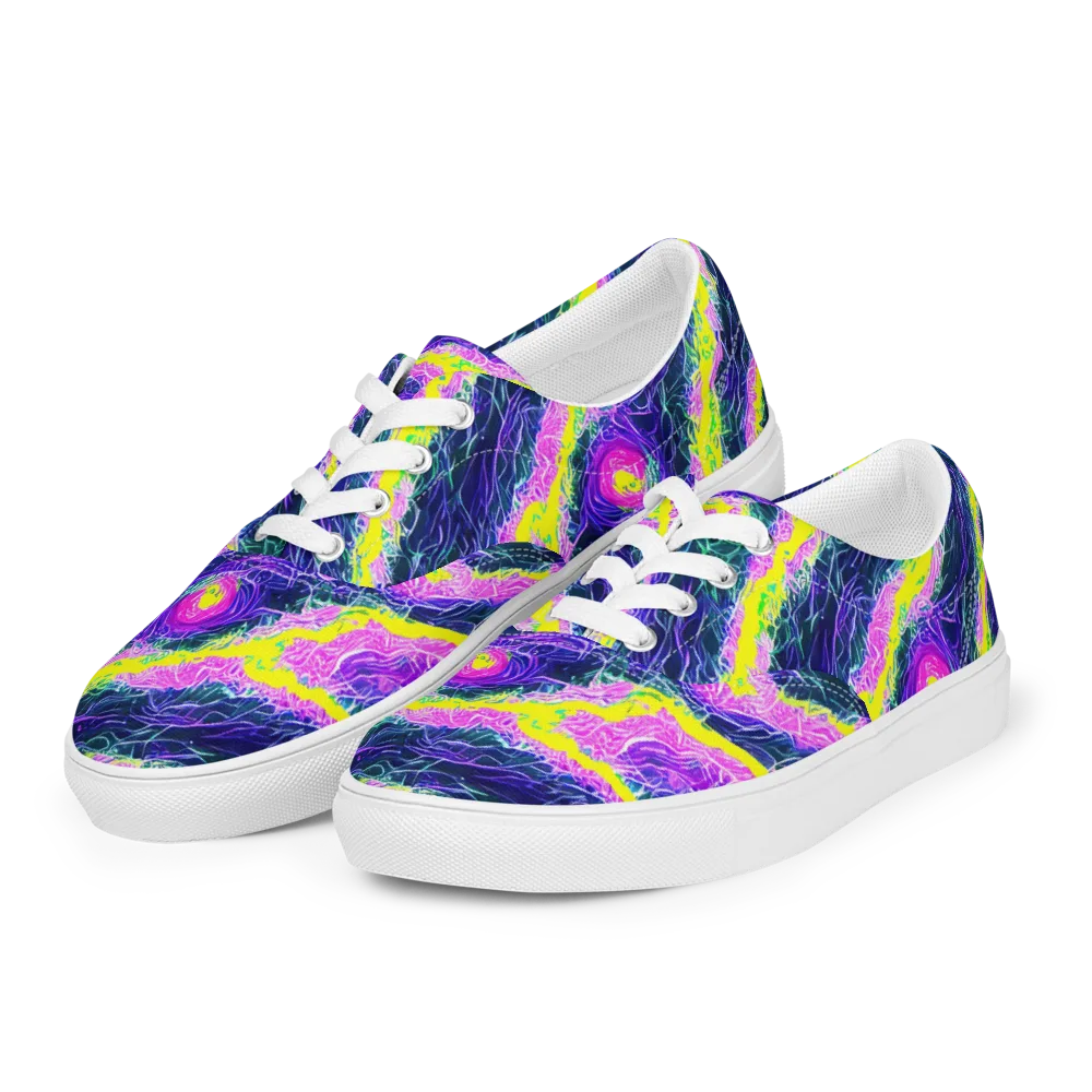 Cyber Blossom on Men's Lace-Up Canvas Shoes — Left Front