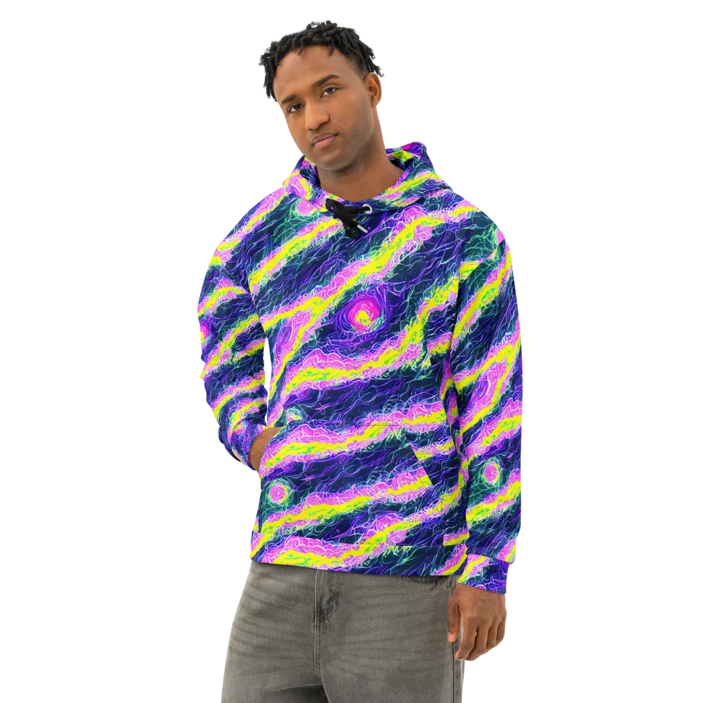 Cyber Blossom on Cotton Hoodie — Left Front