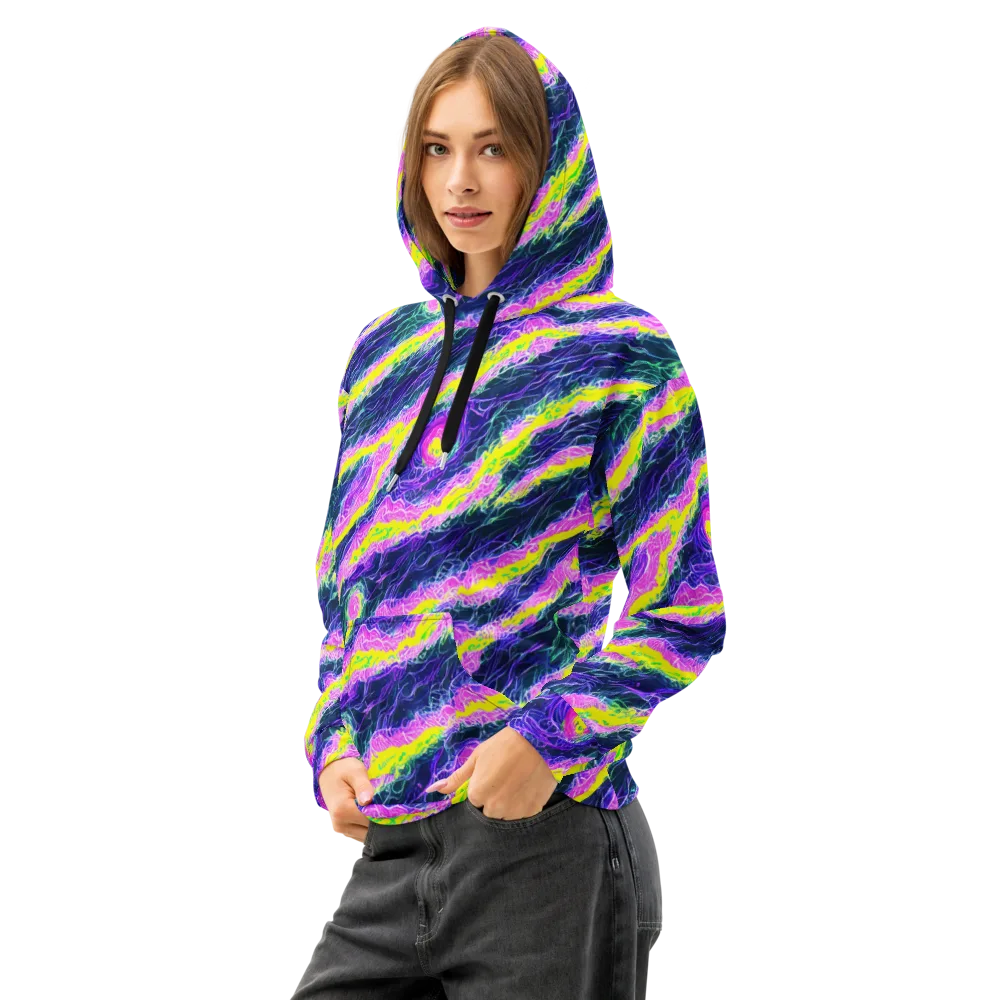 Cyber Blossom on Cotton Hoodie — Left Front