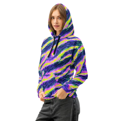 Cyber Blossom on a Cotton Hoodie