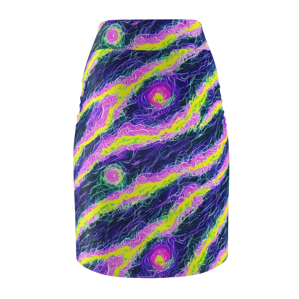 Cyber Blossom on Pencil Skirt — Back