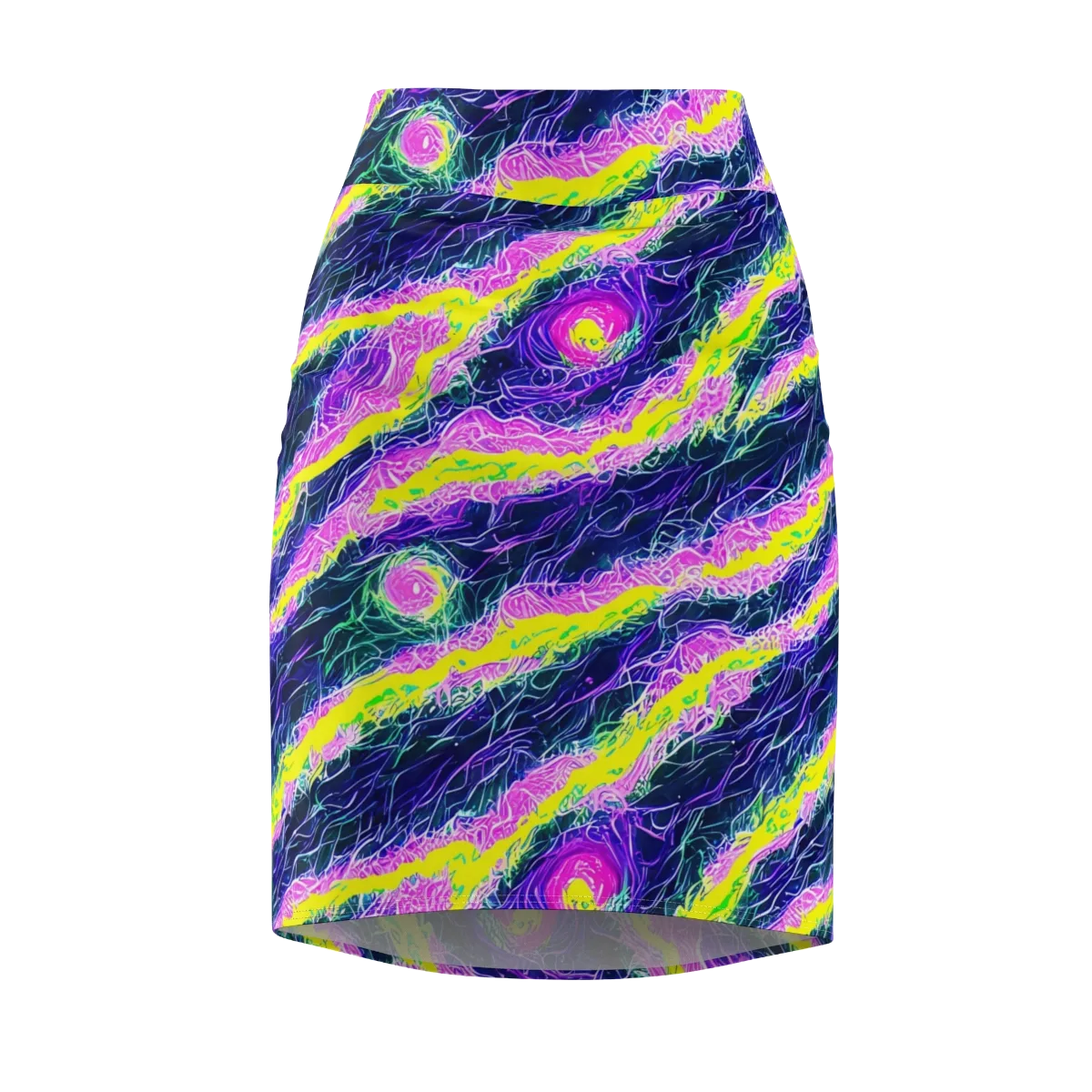 Cyber Blossom on Pencil Skirt — Front