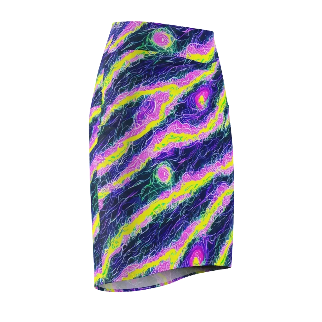 Cyber Blossom on Pencil Skirt — Front Side