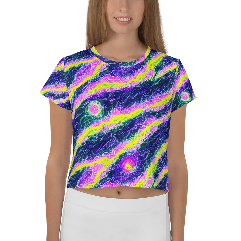 Cyber Blossom on Crop Tee — Front