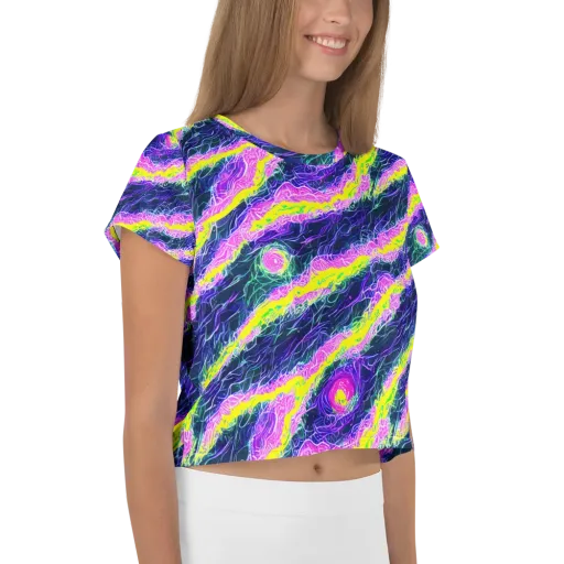 Cyber Blossom on a Crop Tee