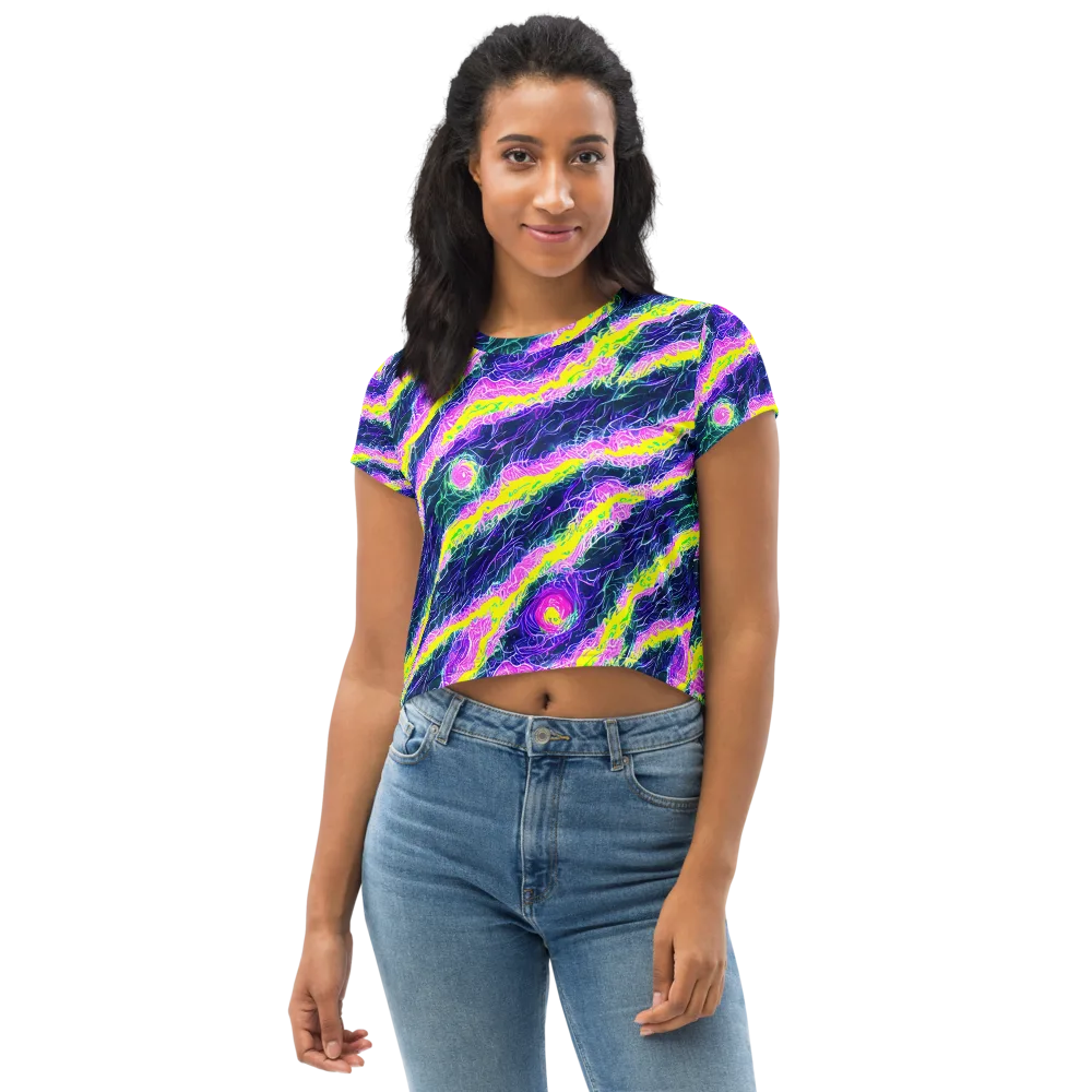 Cyber Blossom on Crop Tee — Front