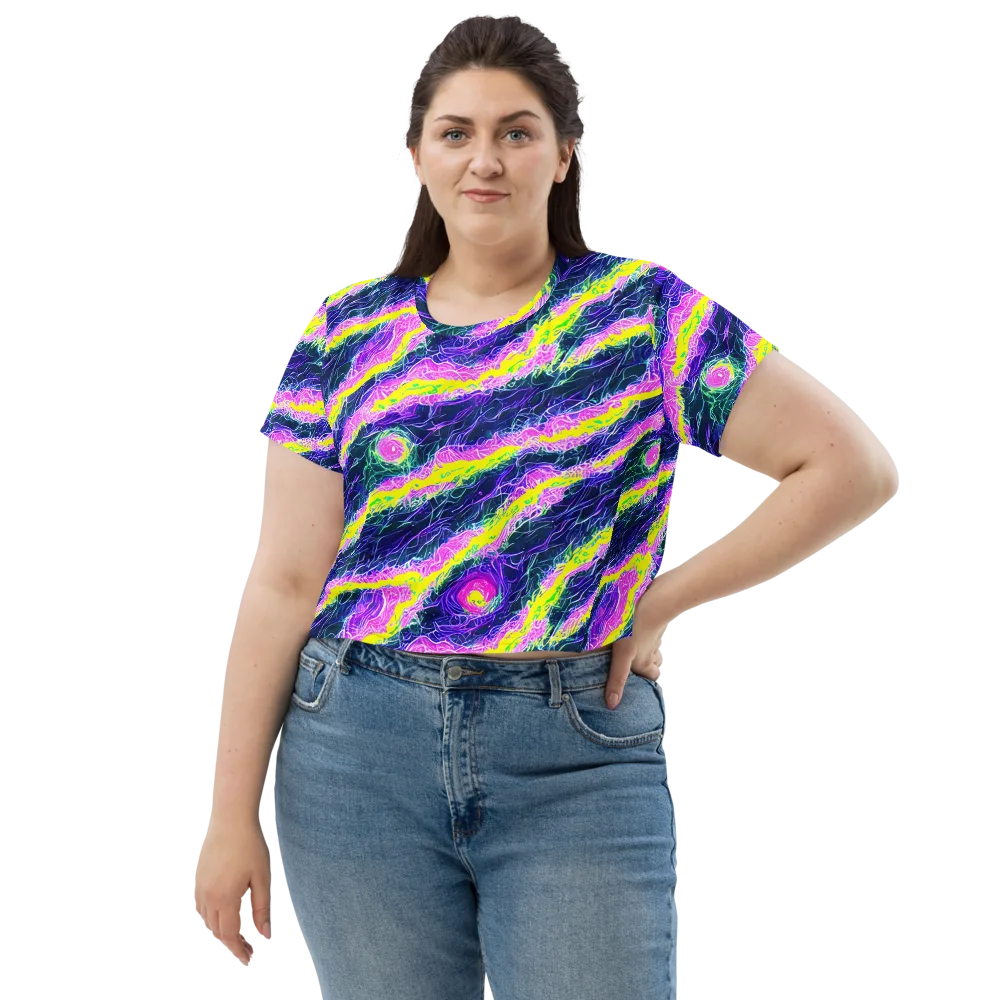 Cyber Blossom on Crop Tee — Front