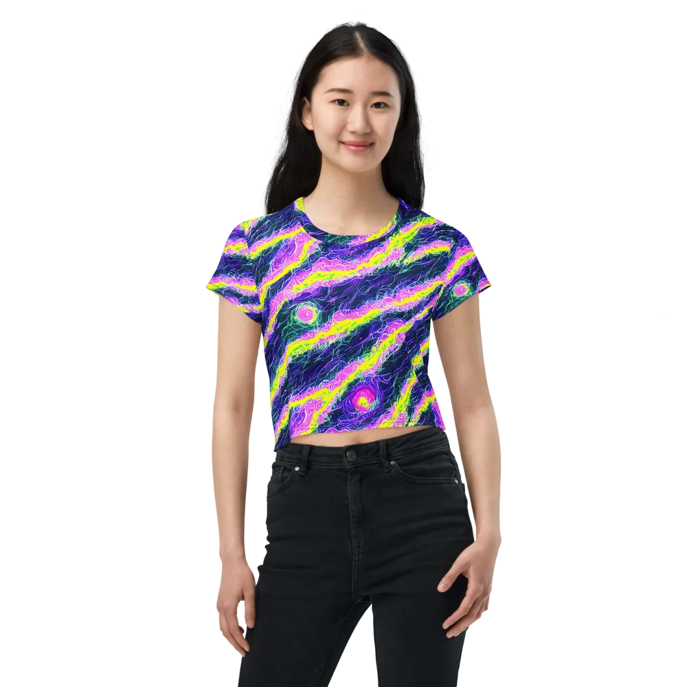 Cyber Blossom on Crop Tee — Front