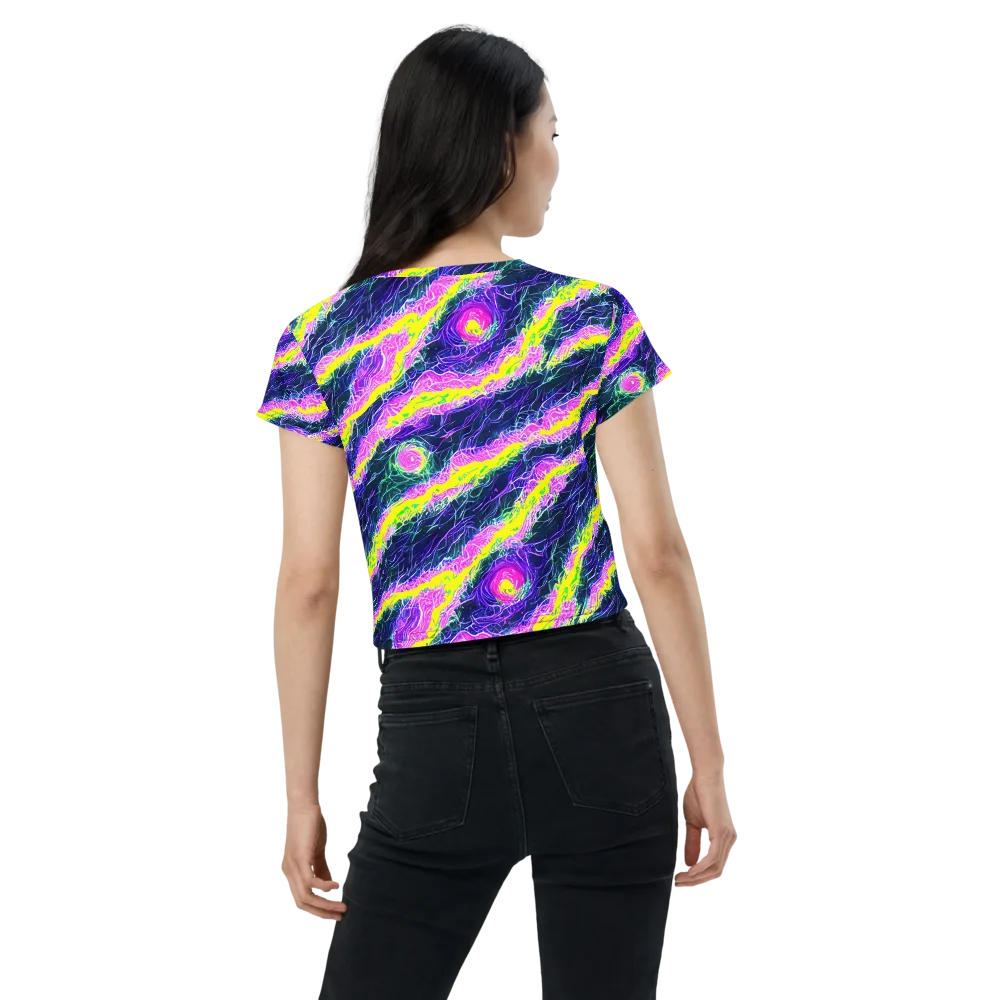Cyber Blossom on Crop Tee — Back