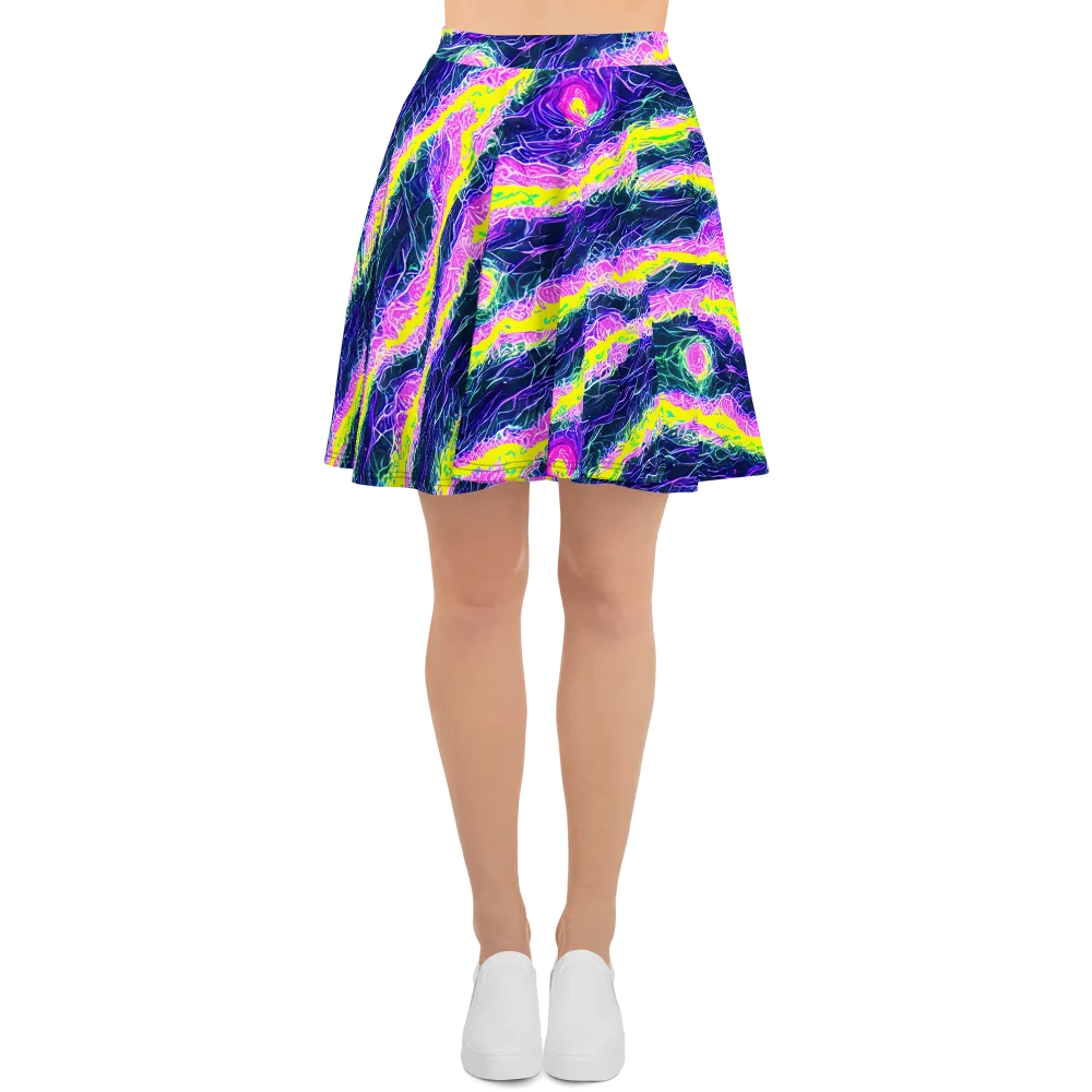 Cyber Blossom on Skater Skirt — Front