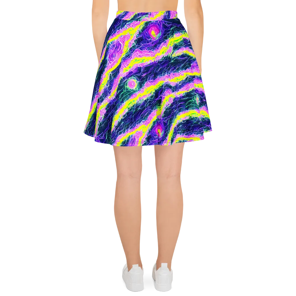 Cyber Blossom on Skater Skirt — Back
