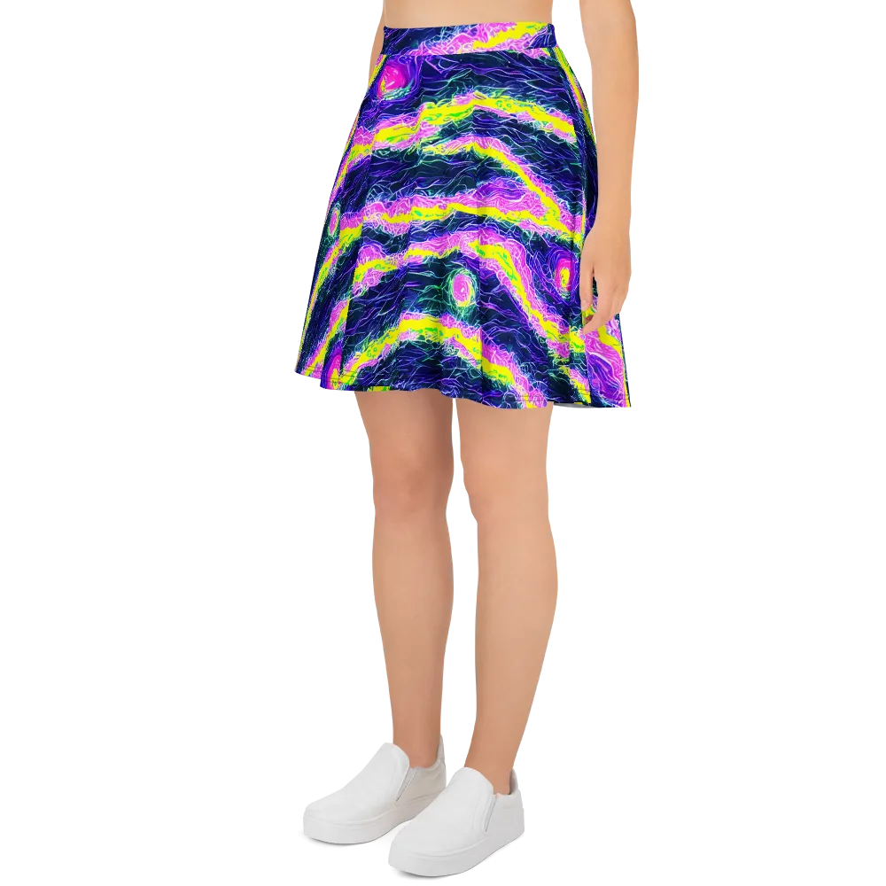 Cyber Blossom on Skater Skirt — Left