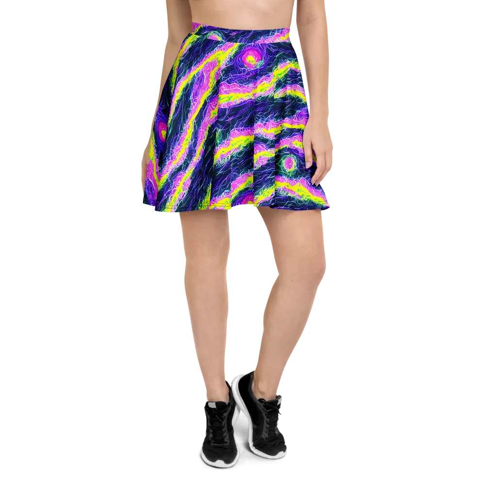 Cyber Blossom on Skater Skirt — Front