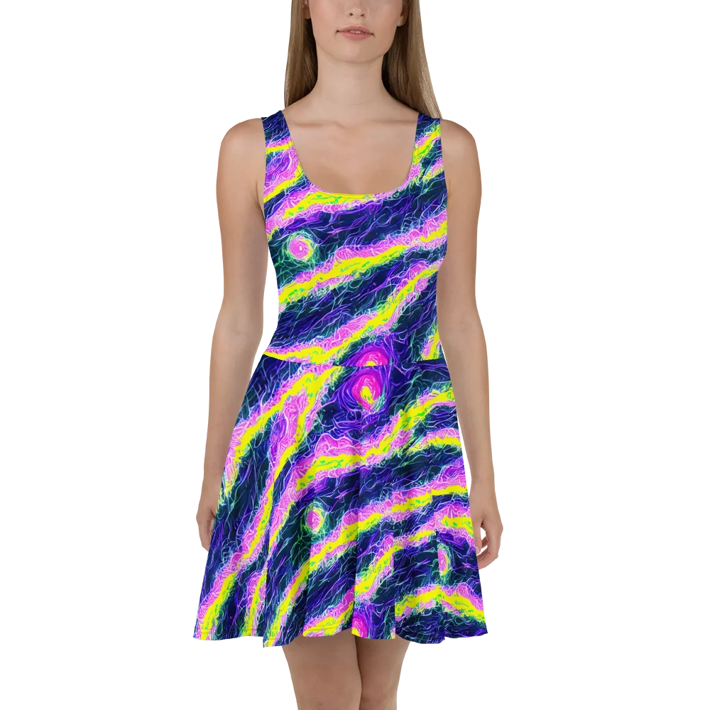 Cyber Blossom on Skater Dress — Front