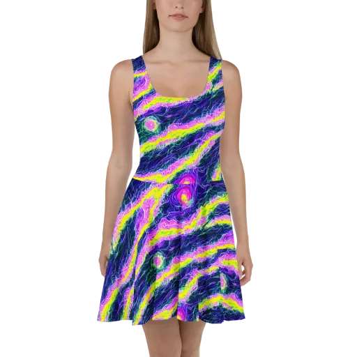 Cyber Blossom on a Skater Dress