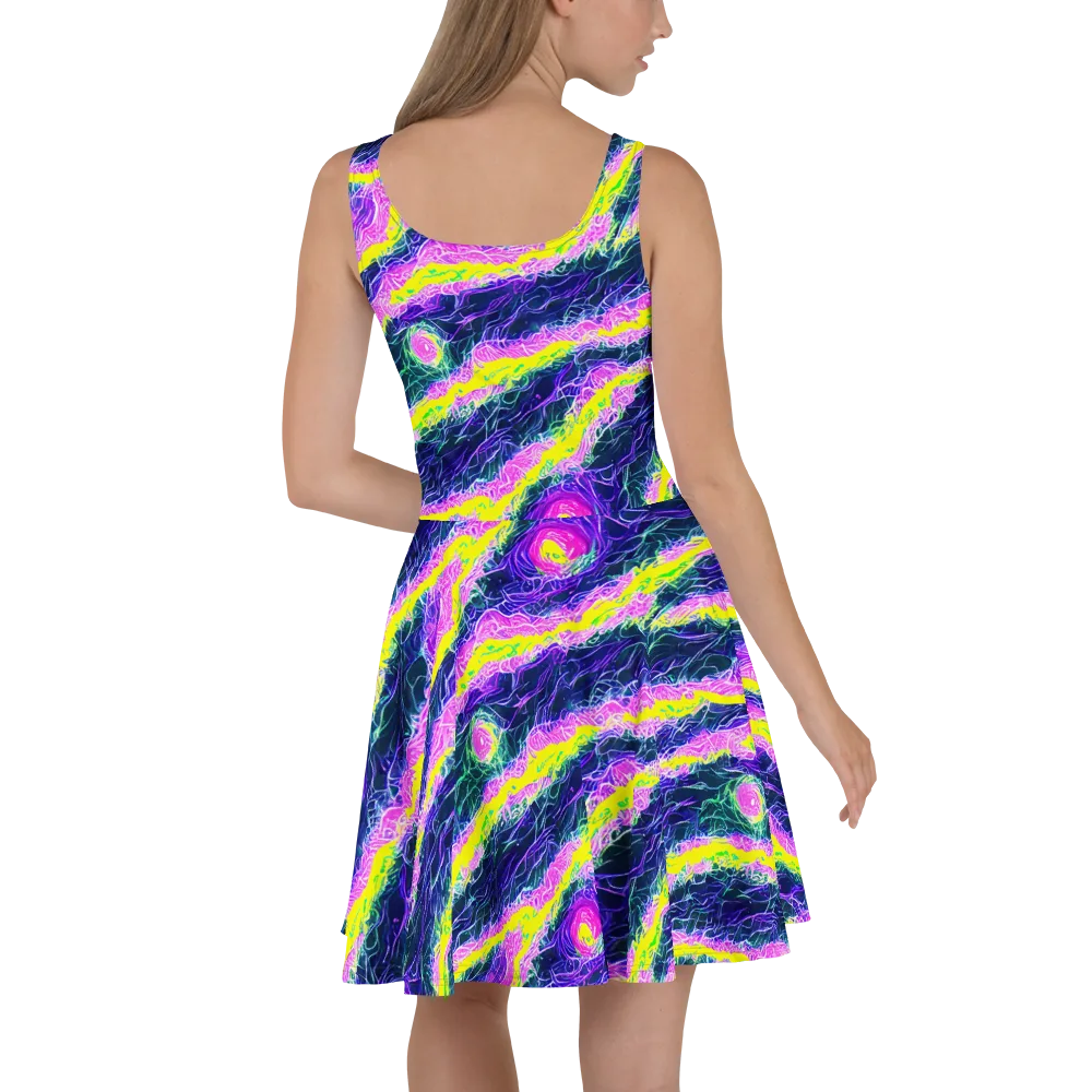 Cyber Blossom on Skater Dress — Back