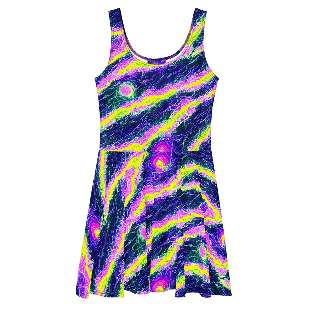 Cyber Blossom on Skater Dress — Front