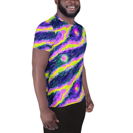 Cyber Blossom on a Men's Athletic T-Shirt