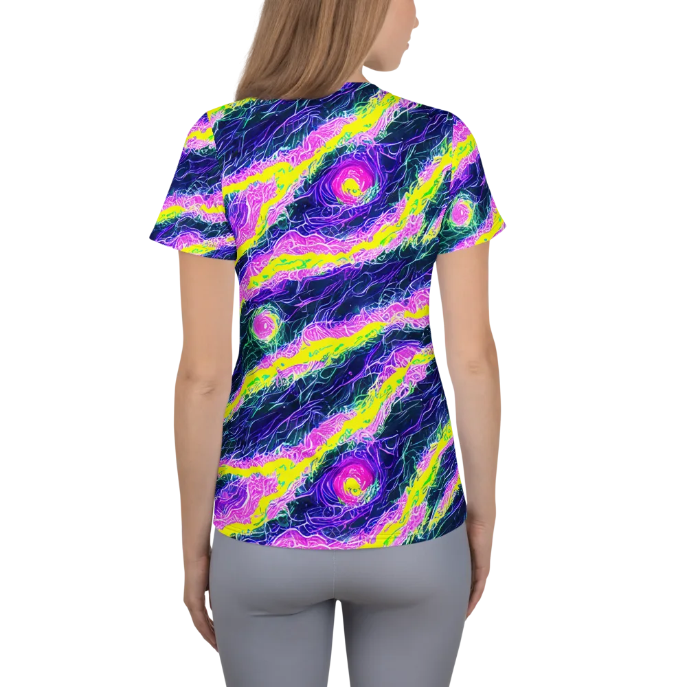 Cyber Blossom on Women's Athletic T-Shirt — Back