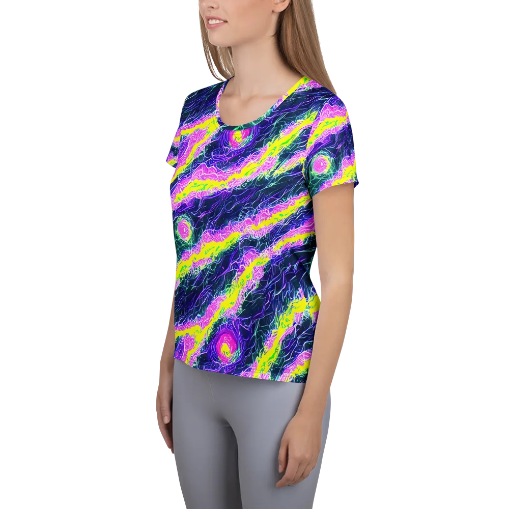 Cyber Blossom on Women's Athletic T-Shirt — Left