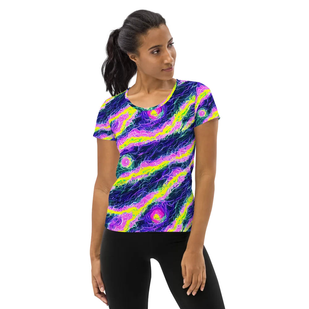 Cyber Blossom on Women's Athletic T-Shirt — Front