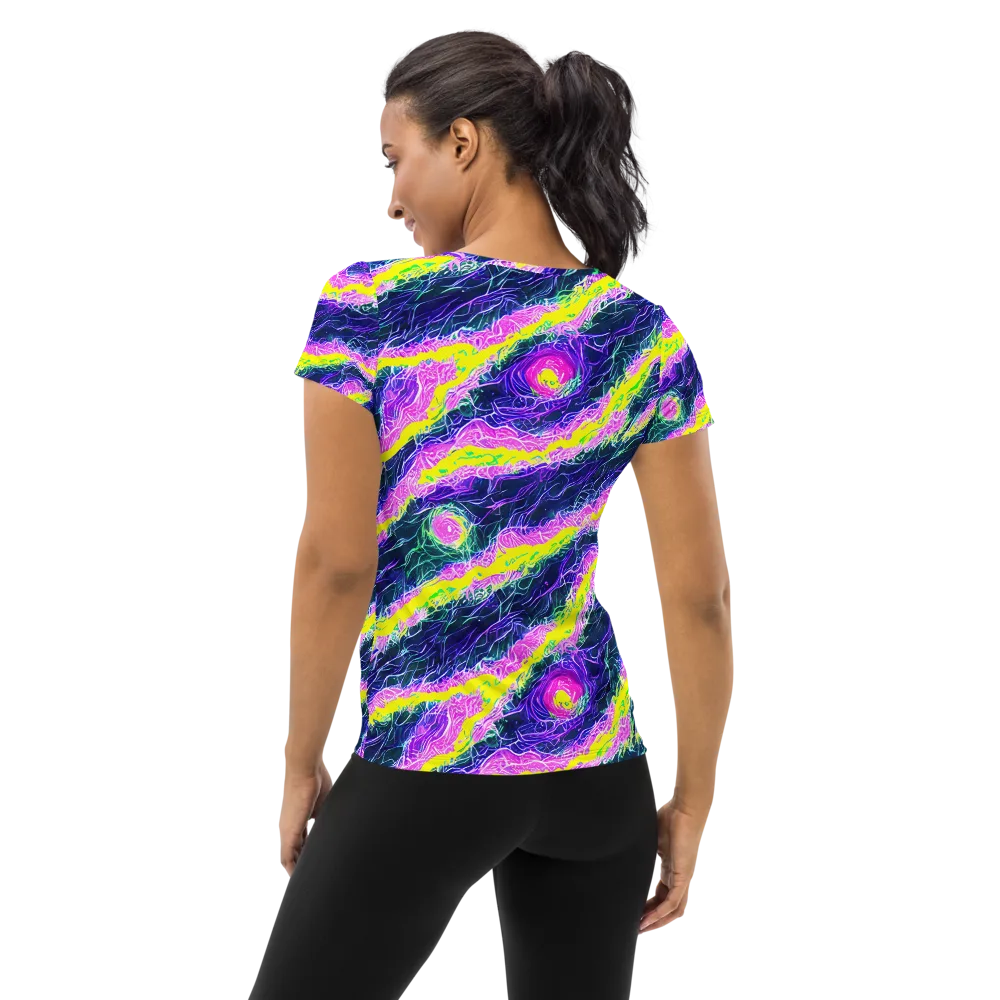 Cyber Blossom on Women's Athletic T-Shirt — Back