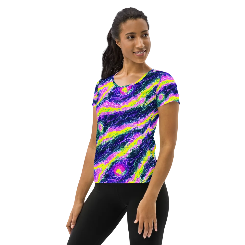 Cyber Blossom on Women's Athletic T-Shirt — Left