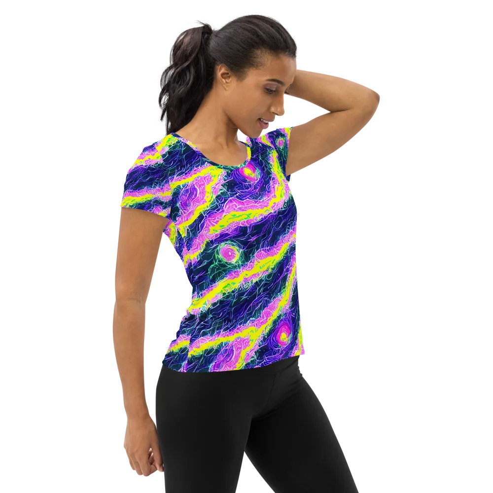 Cyber Blossom on Women's Athletic T-Shirt — Right