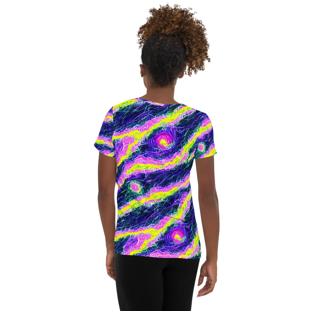 Cyber Blossom on Women's Athletic T-Shirt — Back