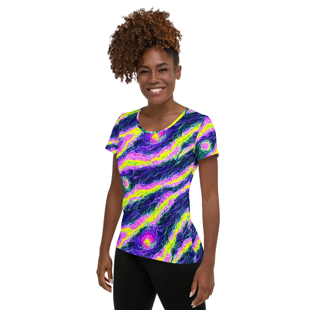 Cyber Blossom on Women's Athletic T-Shirt — Left