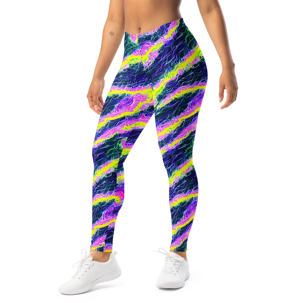 Cyber Blossom on Leggings — Left Front