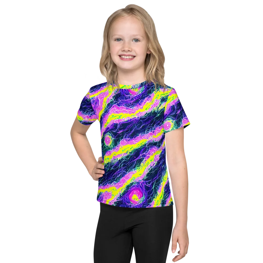 Cyber Blossom on Kids Crew Neck T-Shirt — Front