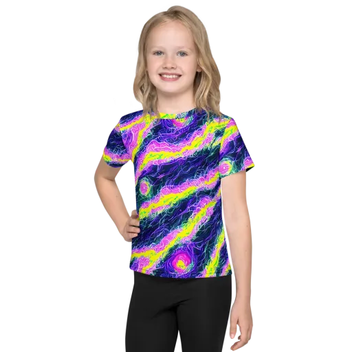 Cyber Blossom on a Kids Crew Neck T-Shirt