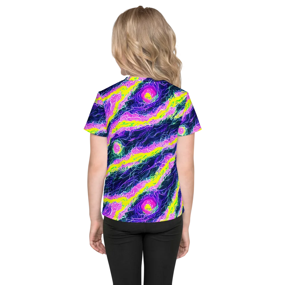 Cyber Blossom on Kids Crew Neck T-Shirt — Back