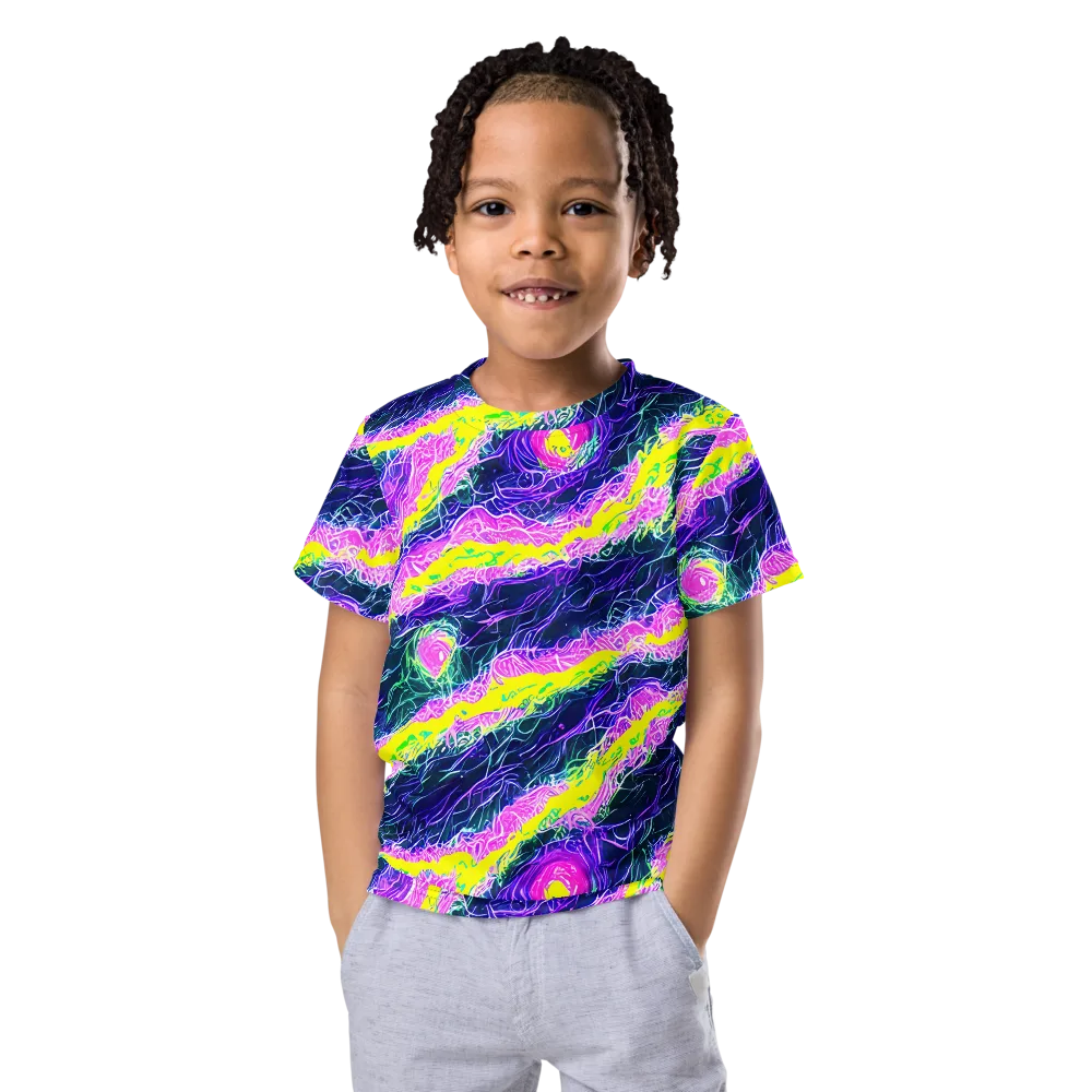 Cyber Blossom on Kids Crew Neck T-Shirt — Front