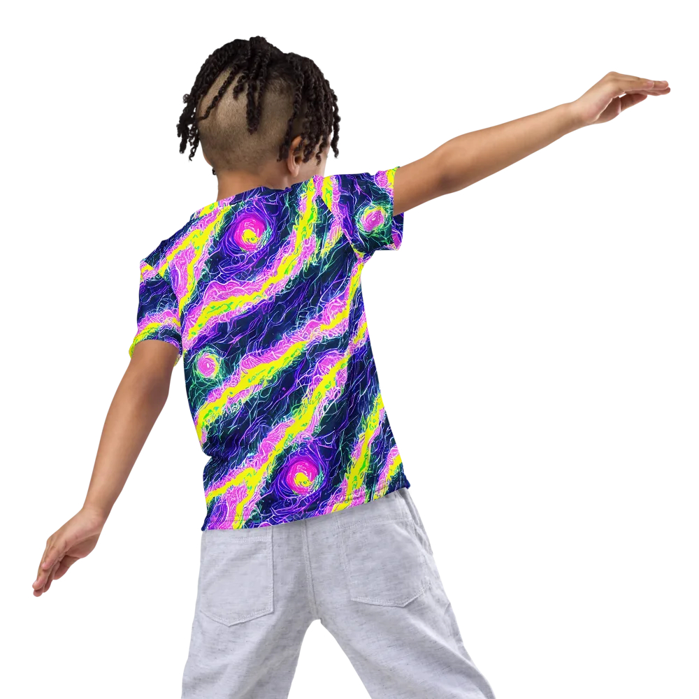 Cyber Blossom on Kids Crew Neck T-Shirt — Back