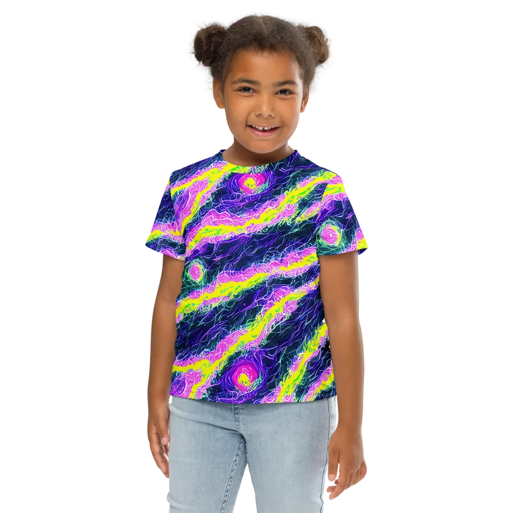Cyber Blossom on Kids Crew Neck T-Shirt — Front