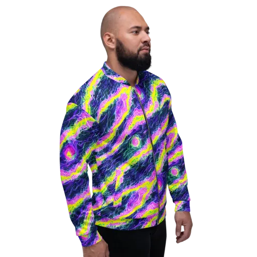 Cyber Blossom on a Bomber Jacket