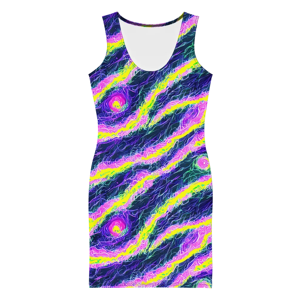 Cyber Blossom on Bodycon Dress — Front