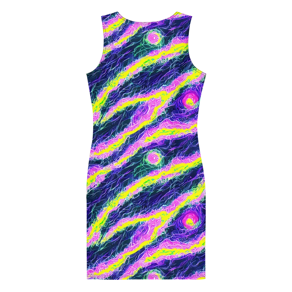 Cyber Blossom on Bodycon Dress — Back